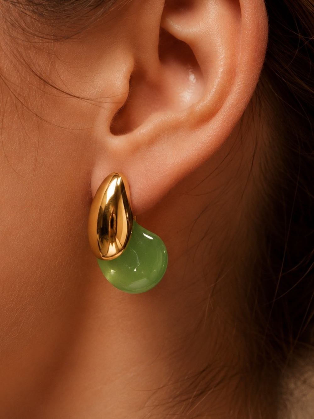 Green Dome Drop Earrings - Women Jewelry